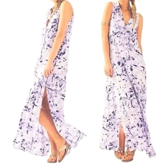 Lilly Pulitzer Dresses & Skirts - Lilly Pulitzer Shirt Dress Ezra Lilac Verbena Rock The Dock Maxi SZ M